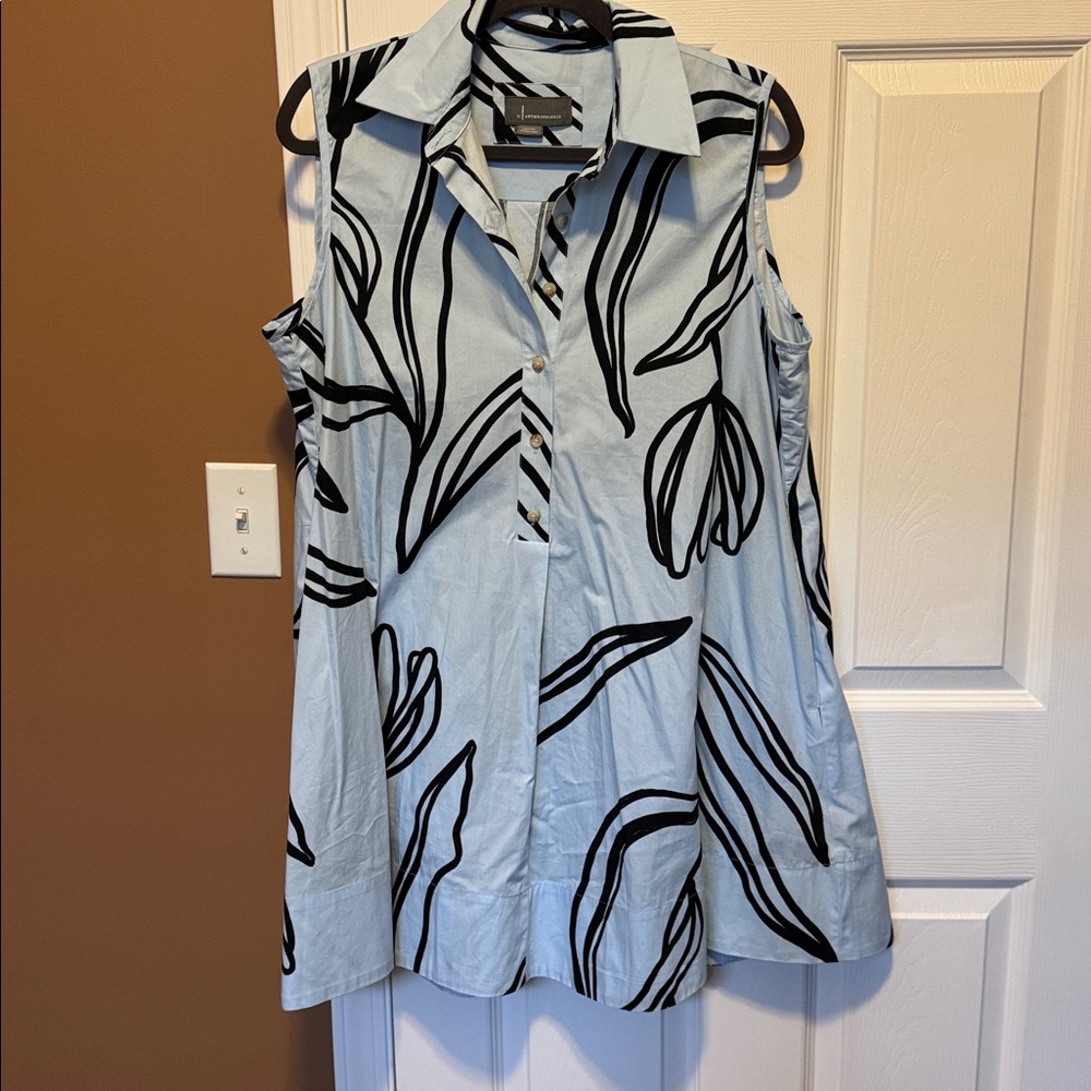 Anthropologie Blue and Black Sleeveless Dress